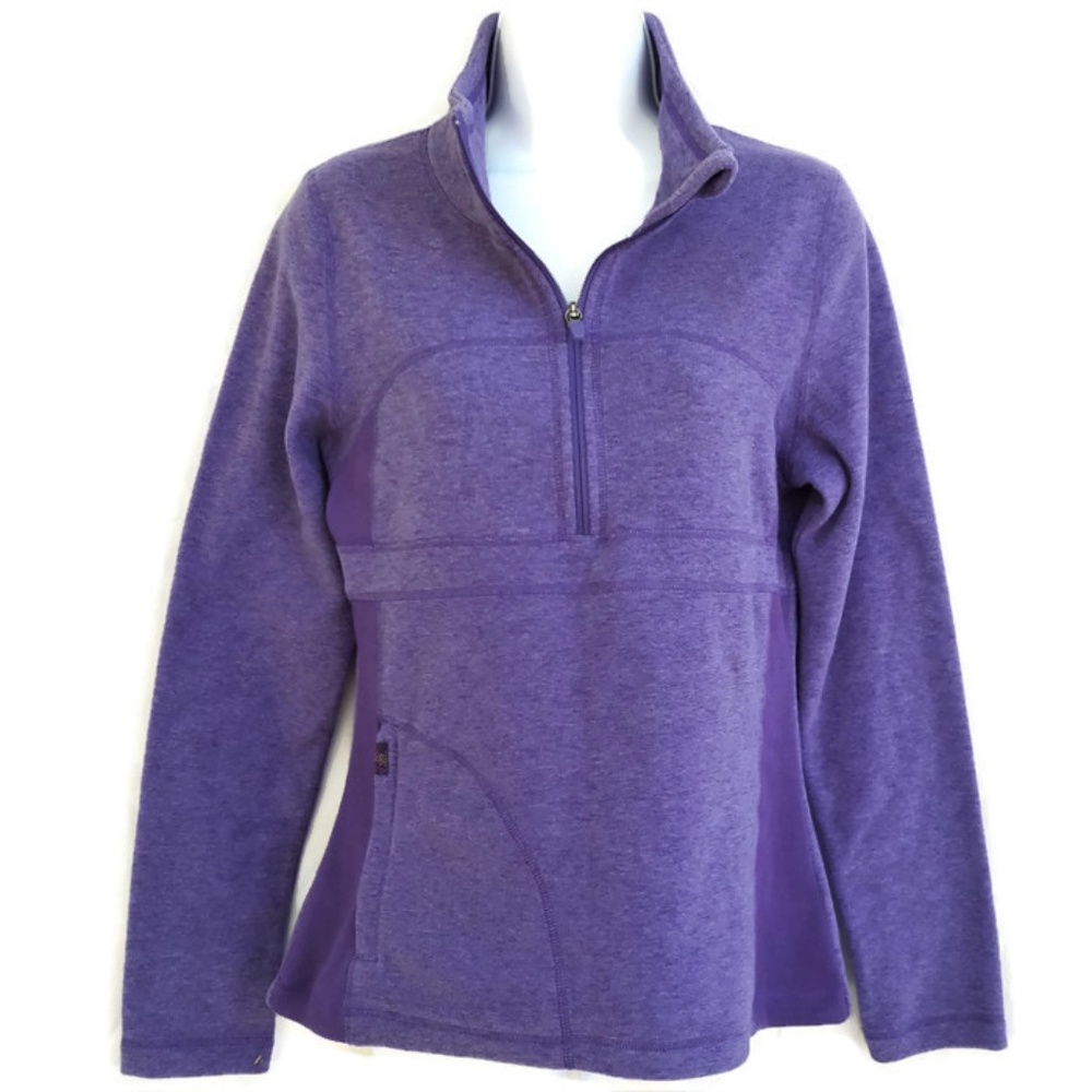 NEW Prana Drea Fleece Half Zip Purple Zip Pocket Half Zip Funnel Neck S